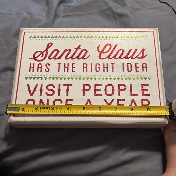 Glitter christmas sign Santa Claus has the right ideas visit people once a year - Picture 4 of 5
